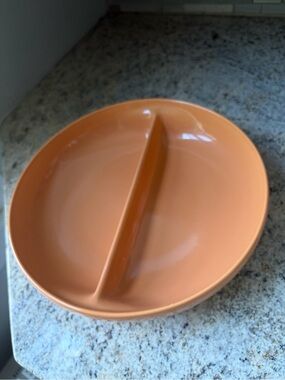 Russell Wright Stoneware Casual China Iroquois Divided Dish CANTELOUPE